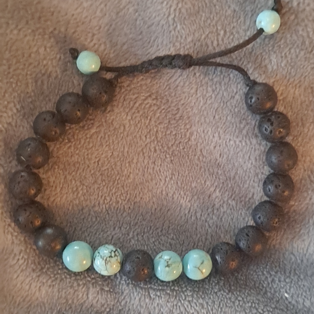 Aromatherapy lava bead/tourquiose bracelette